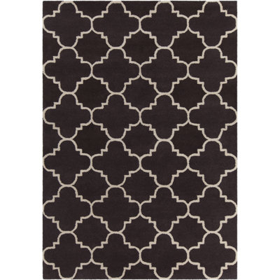Tapis contemporain brun / blanc en laine touffeté à la main Davin