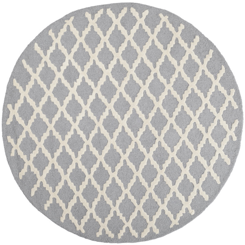 Cannen Hand Tufted Wool Geometric Rug, Round 6'
