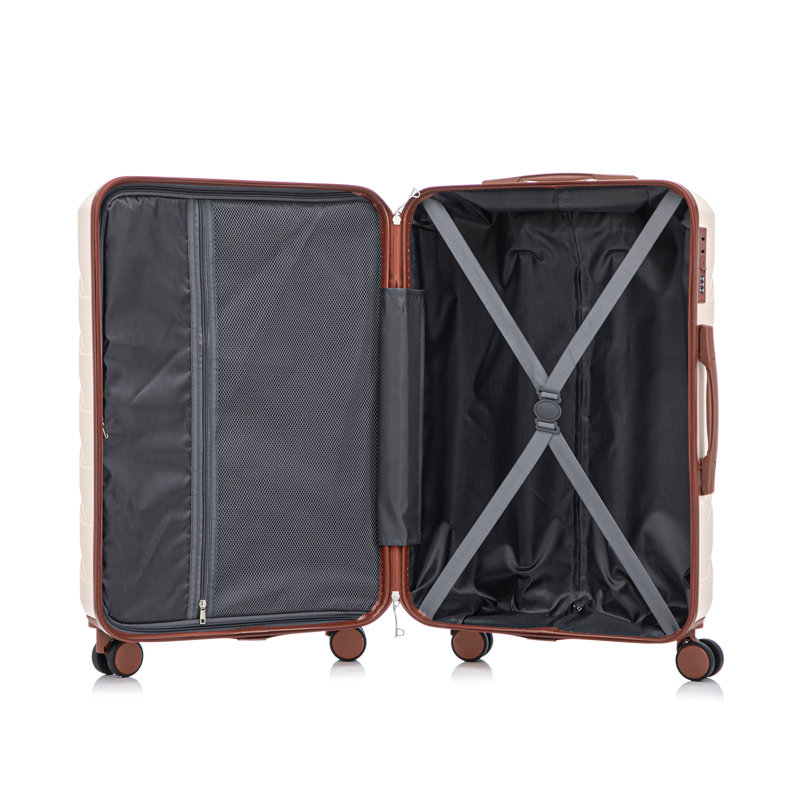 Ensemble de 3 valises rigides en ABS avec roulettes HIFINE Tourist - beige (20 po / 24 po / 28 po)
