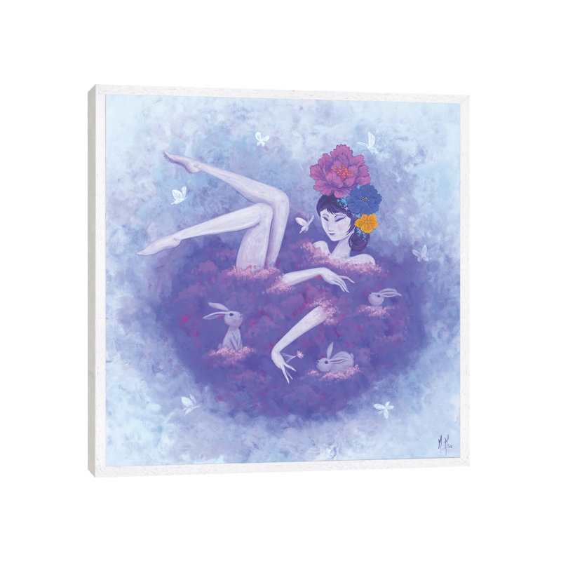 Flower Bath Flutter by Martin Hsu - Print on Canvas, White Framed, 93.98 cm H x 93.98 cm W