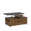 Table basse relevable moderne avec 2 tabourets pour le salon, rangement dissimulé et tiroirs, table de salle à manger pliante et peu encombrante