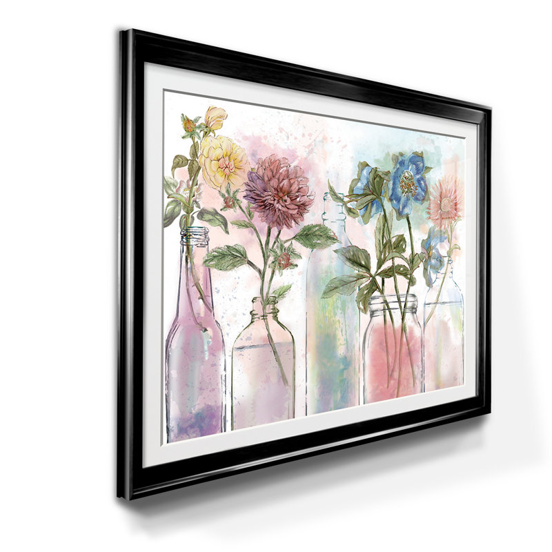 Collection de bouteilles vintage - reproduction d'art sur papier encadrée, Noir, H 26,5 po x l 36,5 po x P 1,5 po