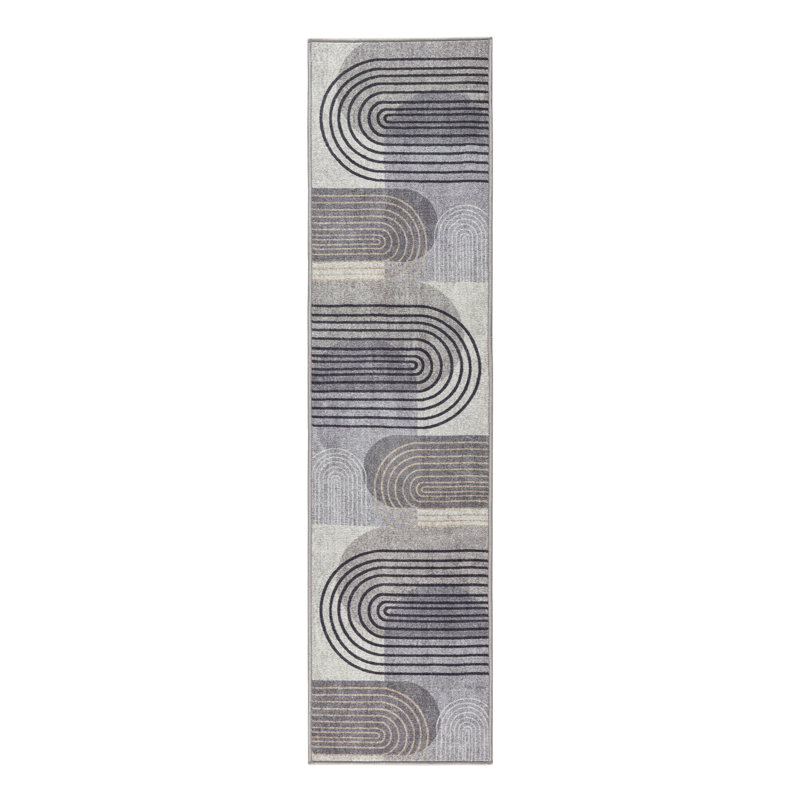 TOWN & COUNTRY EVERYDAY Avani Everwash Non-Slip Backing Area Rug Gray /Blue, Runner 1'7" x 6'6"