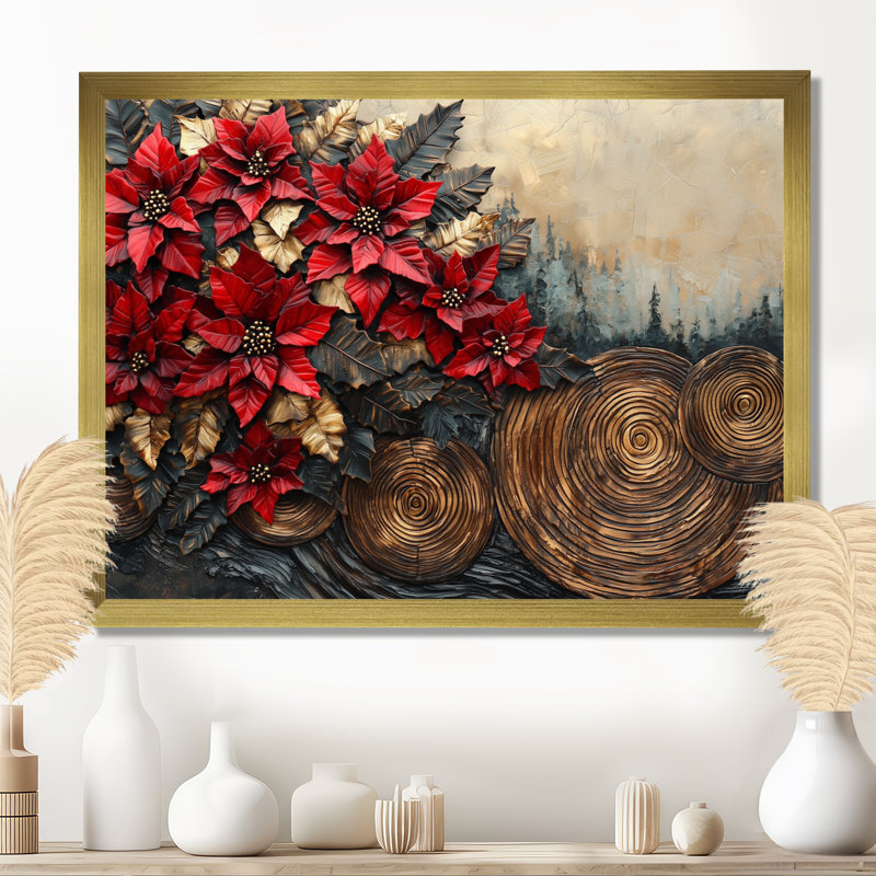 Govanna - art mural floral, H 12 po x l 20 po, White Picture Framed