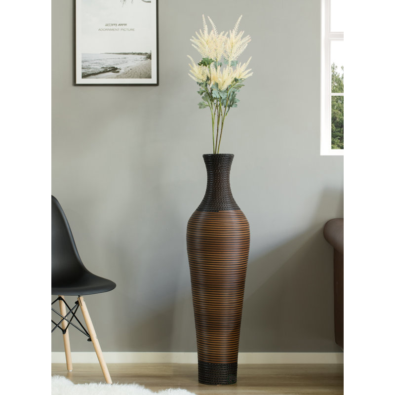 Vase de plancher en bois 39,25 po Alburnett, Brun / noir, H 39,25 po x l 11 po x P 11 po