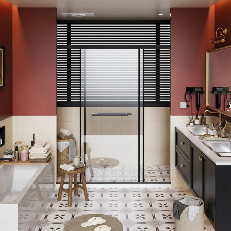 Porte de douche de 72 pouces de hauteur, double coulissement en aluminium avec largeur réglable et fonction de fermeture en douceur pour la mise à niveau de la salle de bain, largeur de 60 pouces, retraite étanche