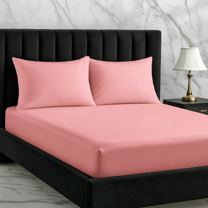 Microfiber Machine Woven Fitted Sheet, Small Double (4'), Pink