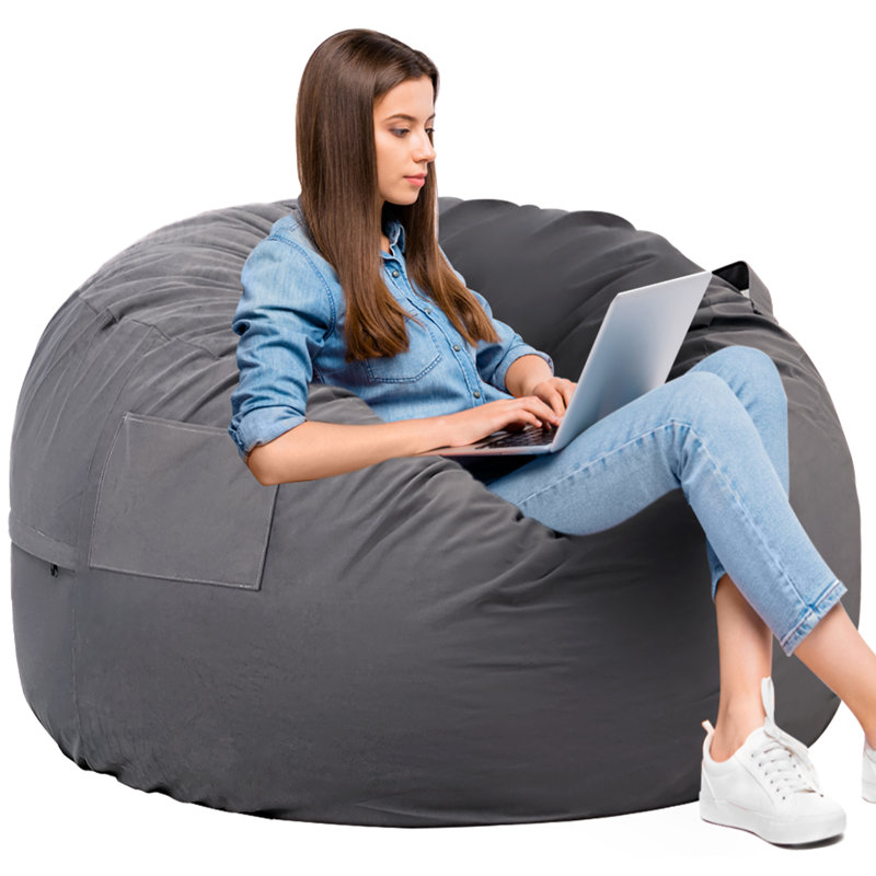 Standard Bean Bag Chair for Adults, Pre-Filled Furniture with Soft Removable Cover, Comfy Kids Refillable Sofa for Living Room Bedroom Dorm