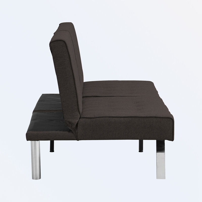 Canapé-lit futon convertible en bois, Polyester espresso
