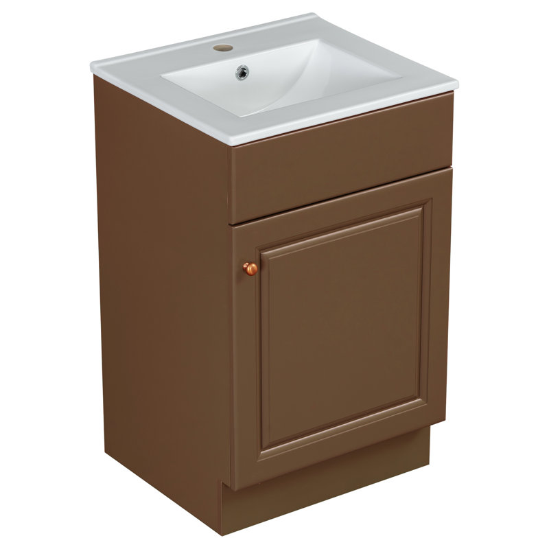 Ensemble de meuble-lavabo simple 20 po, Brun