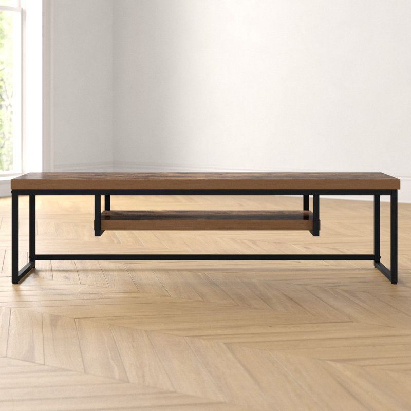 17 Stories TV Console Table TV Stand Media Center — Weathered Oak / Black metal / 59 in