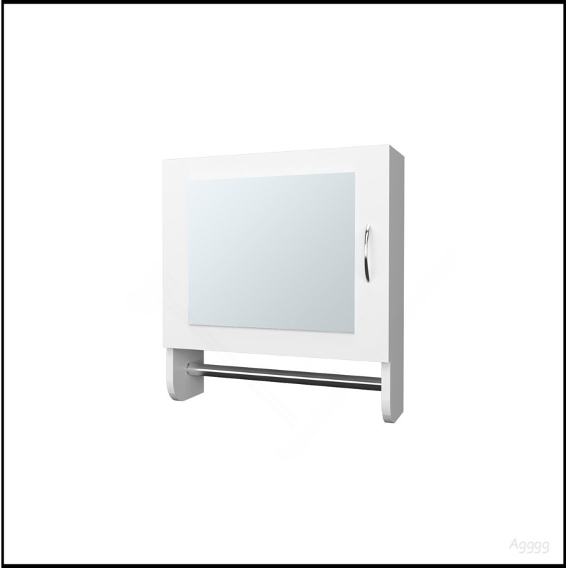 Pine Medicine Cabinet In Melamine With A Towel Bar And Included Mirror, White