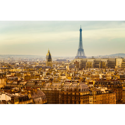 Vue aérienne de Paris avec la tour Eiffel par Francescorizzato - photographie sur toile tendue