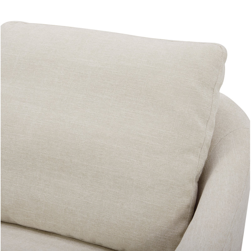 Upholstered Swivel Armchair, Beige 100% Polyester