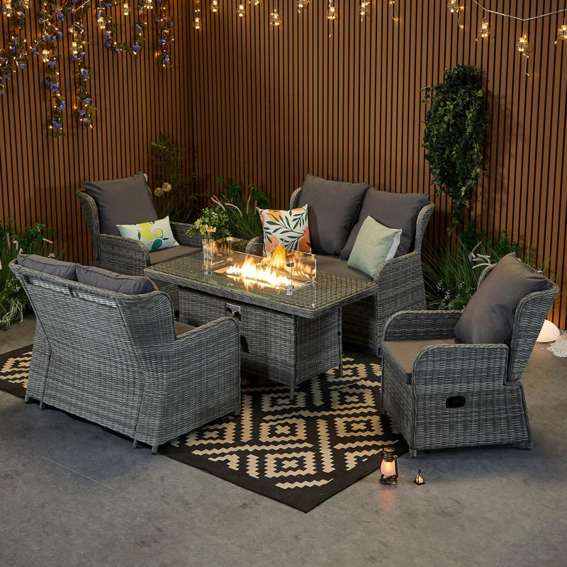 Patio Dining Set with, 6 Seater