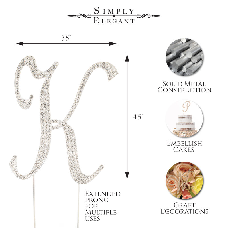 Surmatelas à gâteau "k" rhinestone, Argent