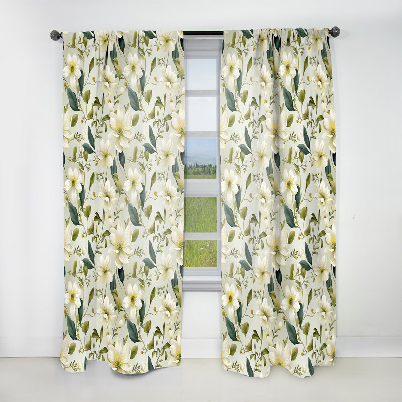 Serene Botanics Tropical Motif III - Rideau floral - Velours obscurcissant - 1 panneau, L 52 po x L 120 po