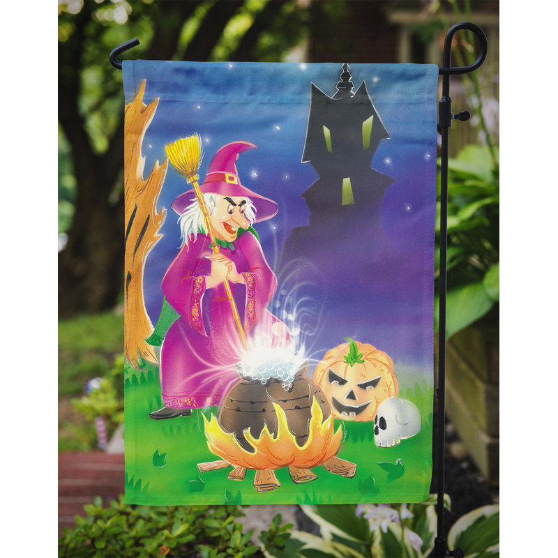 Drapeau de jardin Zakare Witch and Her Castle, H 15 po x l 11 po