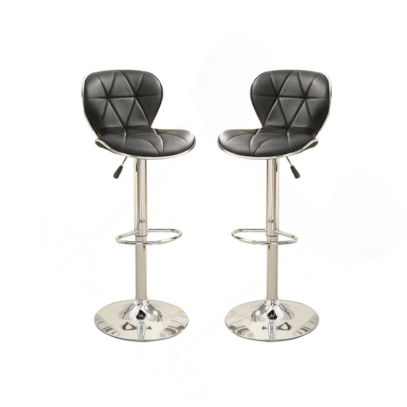 Ensemble de 2 tabourets de bar réglables en polyuréthane noir, chrome