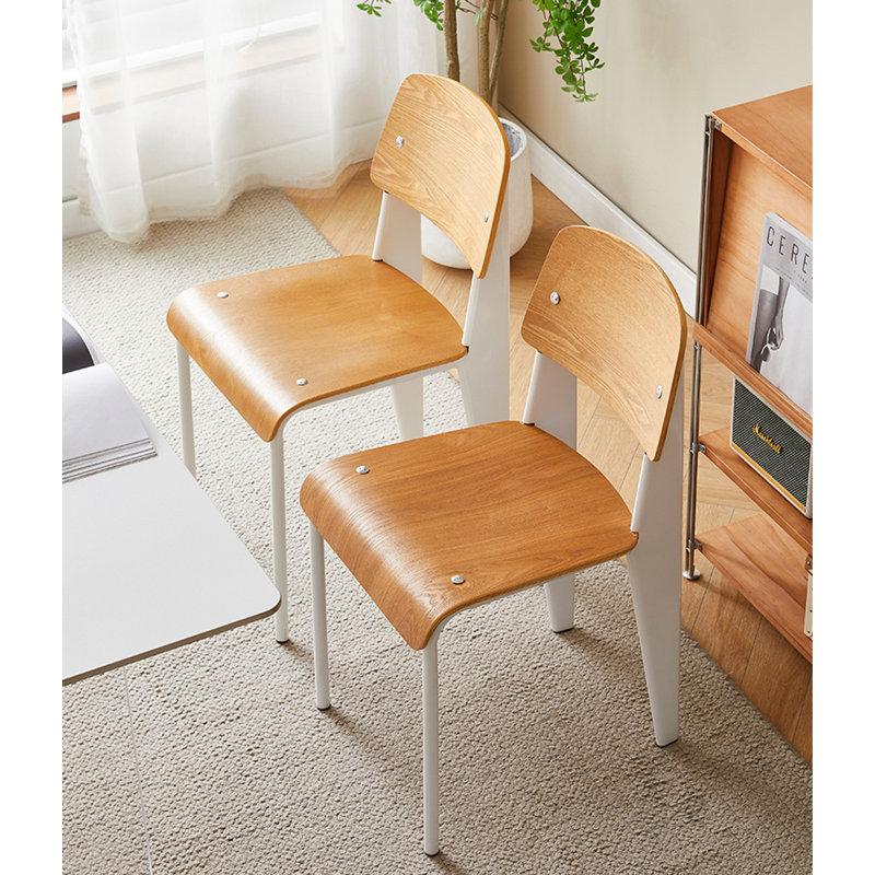 Petit tabouret de dossier Creamy, Brun / Blanc