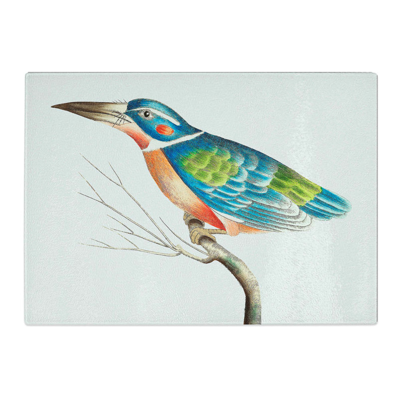 Tempered Glass a Kingfisher Chopping Board, 39 cm W x 28.5 cm L