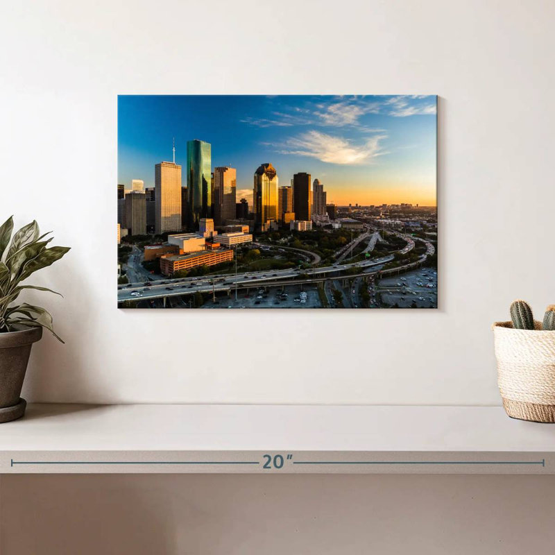 Ravi Houston Skyline au coucher du soleil, H 8 po x l 12 po