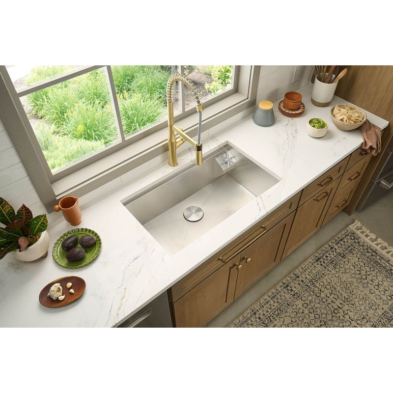Ruvati 32-inch Glass Rinser and Sink Combo Workstation Undermount Stainless Steel Kitchen Sink