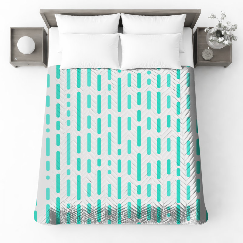 Couvre-lit matelassé à lignes verticales turquoise, Full / Double