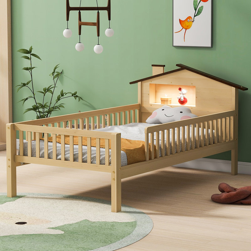 Lit plateforme en bois avec lumière DEL, Simple
