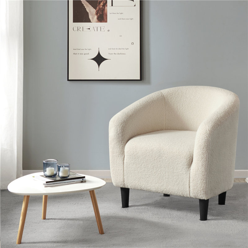 Boucle Club Chair Combining Contemporary and Traditional Design, Beige