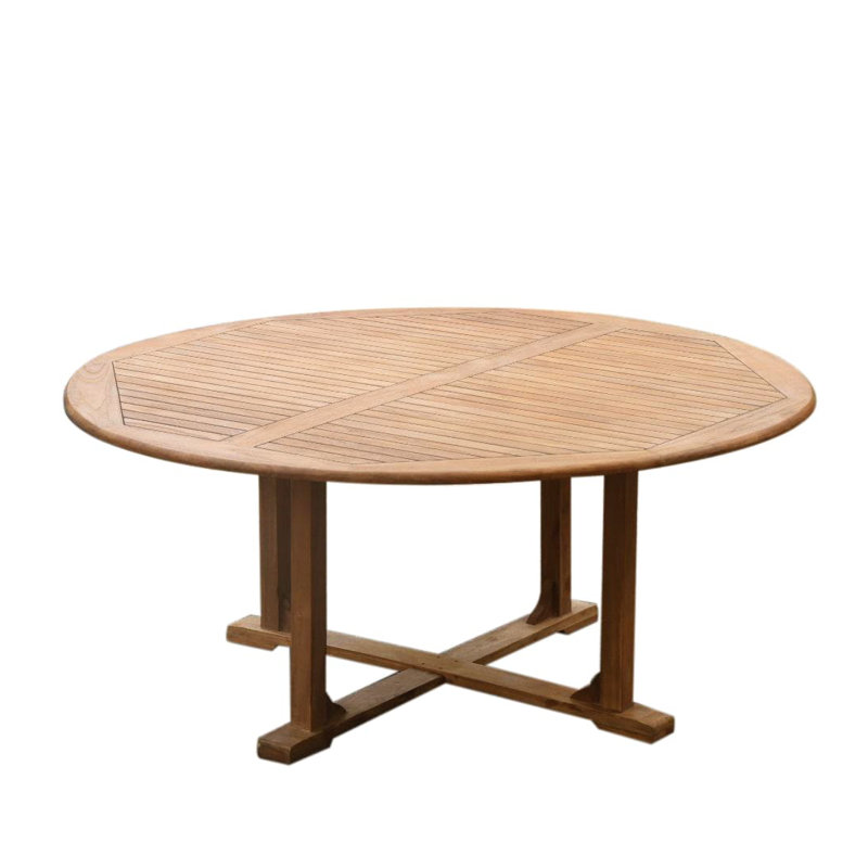 Ensemble de salle à manger rond en teck Pemberton, H 30,5 po x L 60 po x l 60 po, Ensemble de 4