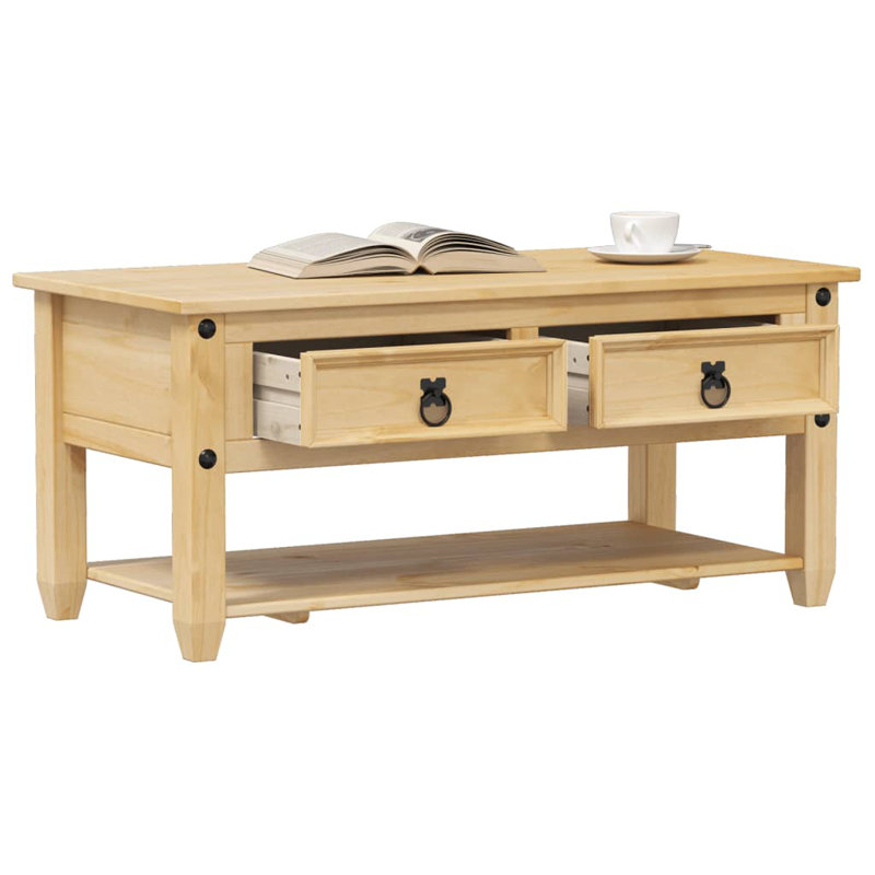 McClellandville Four Leg Coffee Table with Storage, 45cm H x 100cm W x 48cm D