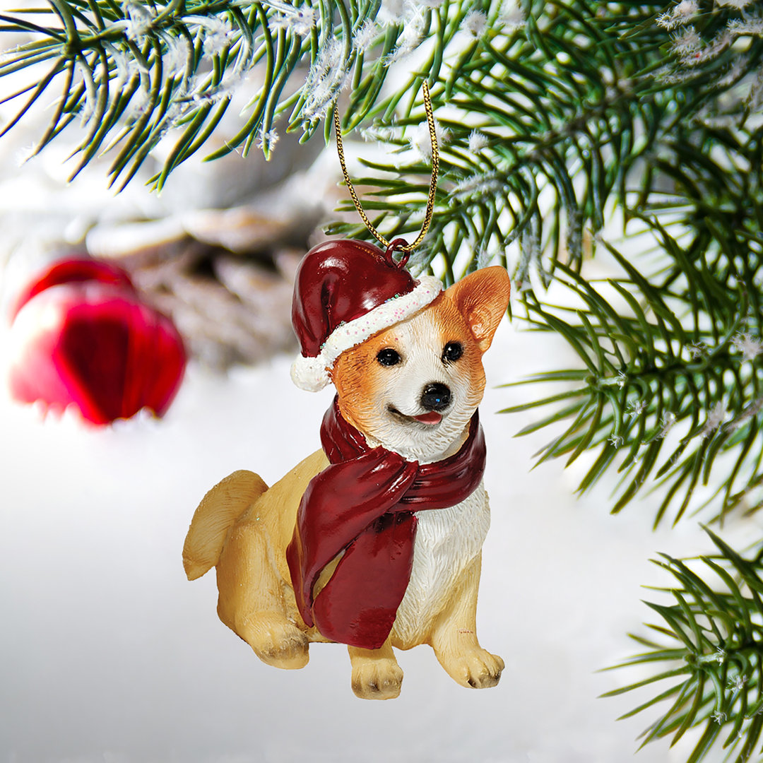 Welsh Corgi Holiday Dog Ornament Sculpture Design Toscano