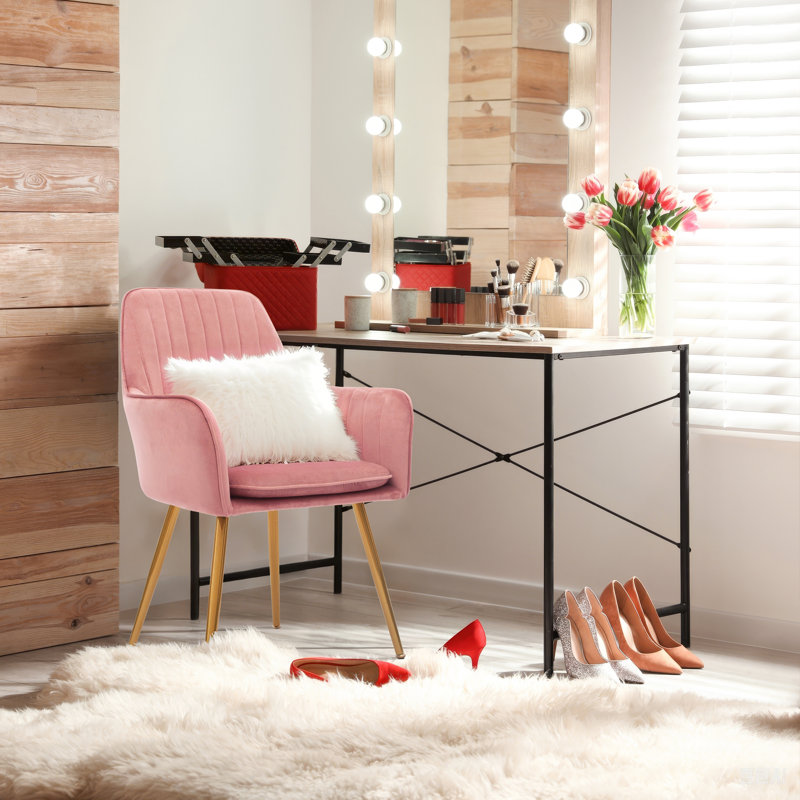 Fauteuil d'appoint rembourré pour le salon, rose