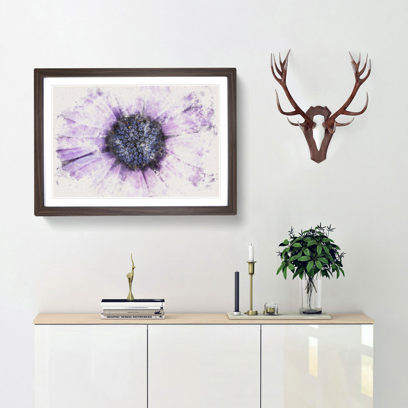 The Eye of a Purple Flower - Picture Frame Painting Print, 62cm H x 87cm W x 2cm D, Walnut Framed