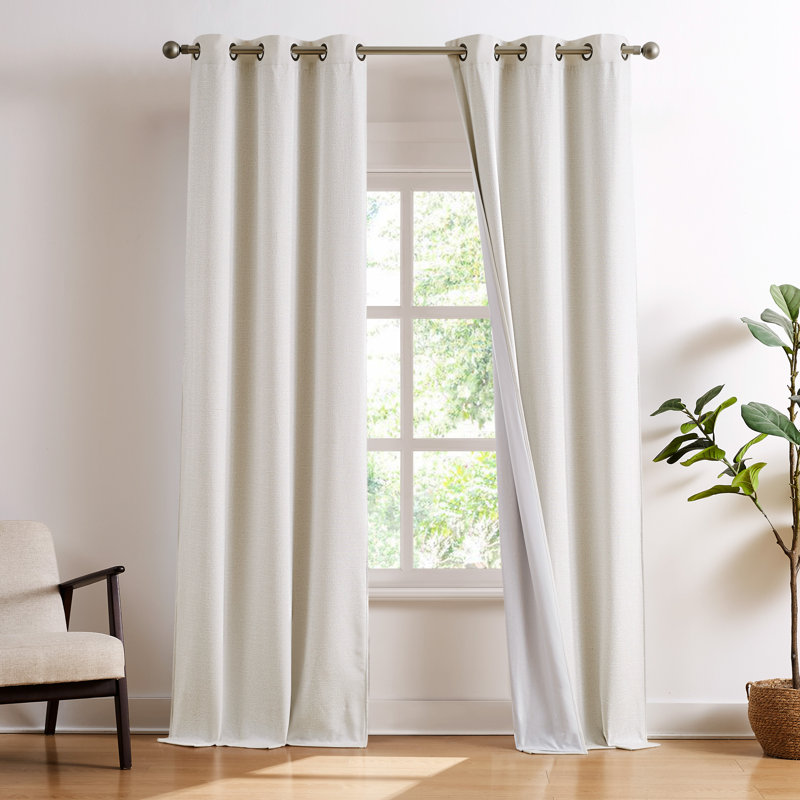 Brookstone Alfred Blackout 2-Panel Window Curtain Set, Beige, 38" x 96"