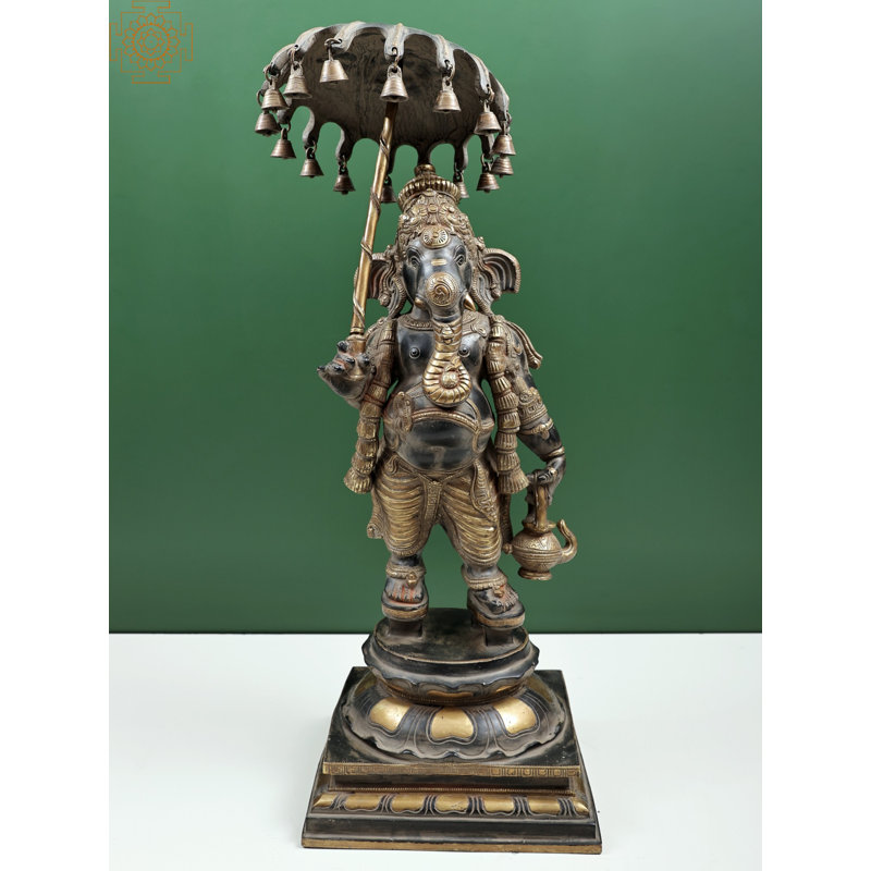 Parasol 25 "Ganesha avec Kamandal Home Decor, Noir