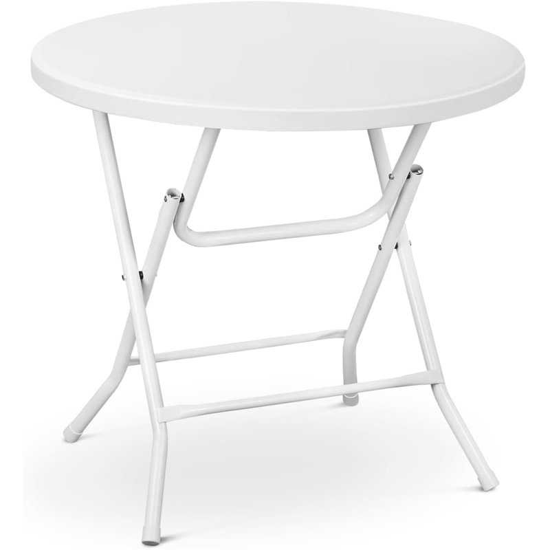 Table de cocktail pliante 32 ", table de bistro ronde à hauteur de bar portable avec pieds en acier pour les fêtes et les événements