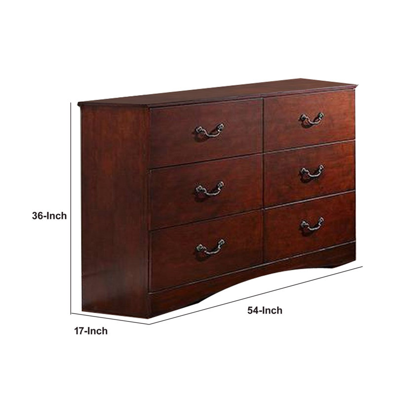 Commode 6 tiroirs 54 pouces Bran, bois de pin, détails grain
