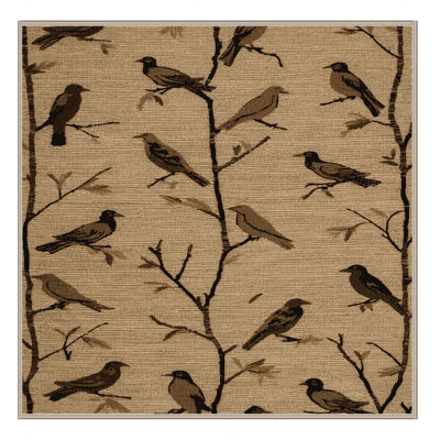 Washable Roosting Birds Farm Area Rug