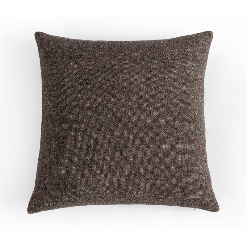 Hasselt Ebony Stonewash Linen and Wool Reversible Throw Pillow