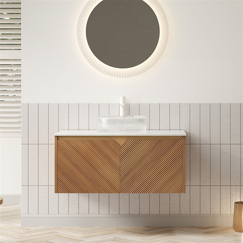 RUBEN 36" Bathroom Vanity&Sink, Oak, White, 36"