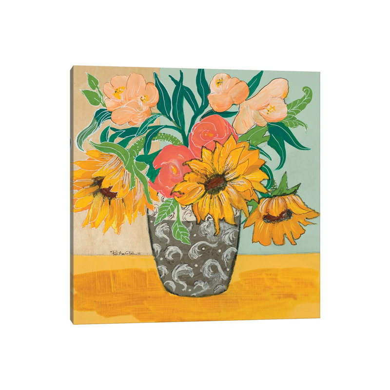 Summertime Vase by Robin Maria - Painting on Canvas, 30.48 cm H x 30.48 cm W, Wrapped Canvas