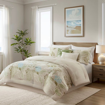 6-Piece Queen Oversized Cotton Comforter Set with Throw Pillow
