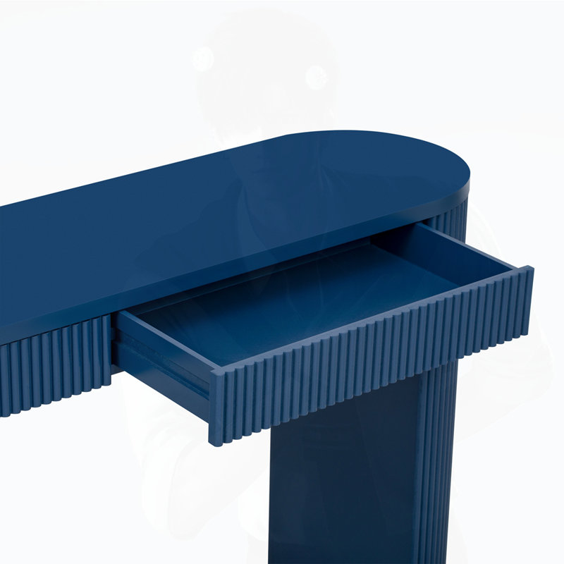 Console avec pieds rayés robustes et arqués, Marine