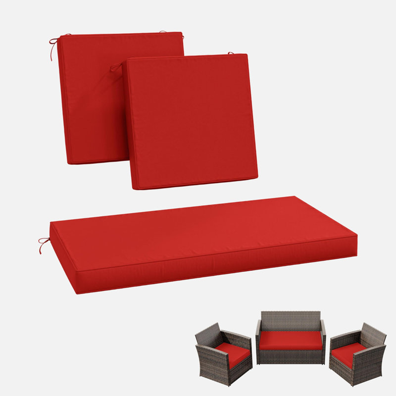 Outdoor Seat Cushions (Set Of 3), Red