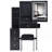 29.2" Small Size Left Bedside Cabinet Vanity Table   Cushioned Stool, 2 AC 2 USB Power Station, Hair Dryer Bracket, Extra Large Touch Control Sliding LED Mirror, Tri-Color Switching, Brightness Adjust-608002739