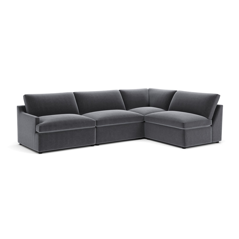 Essex 4-Piece Upholstered Modular Sectional, Andrew Slate Performance Chenille, Right Hand Facing