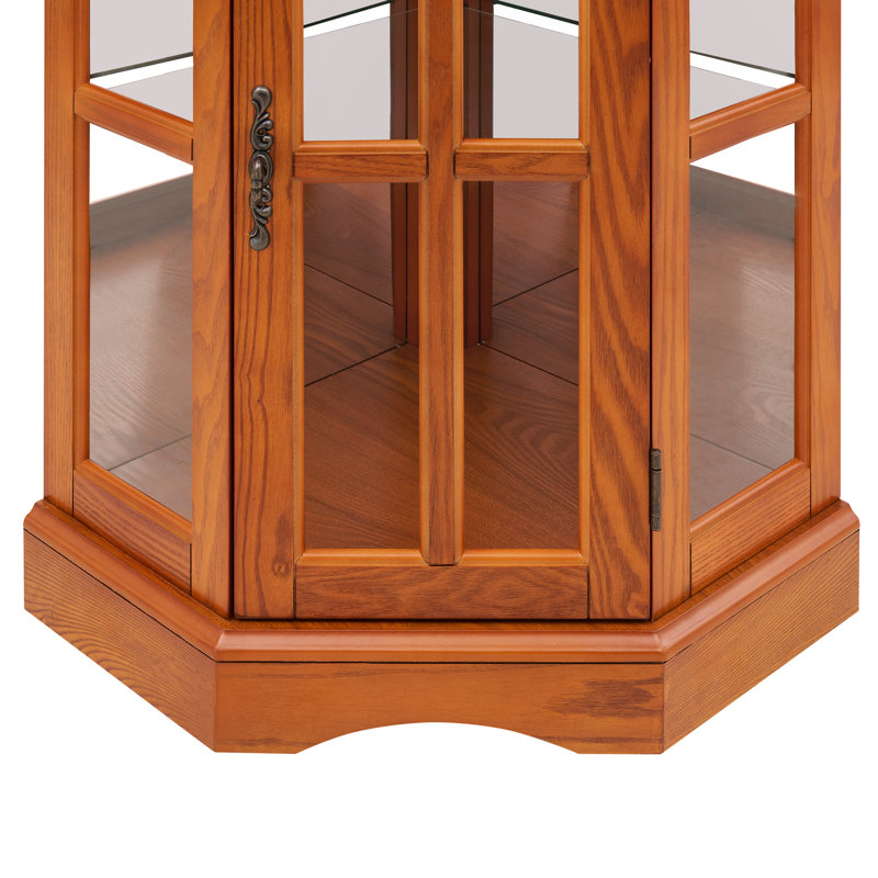 Armoire d'éclairage d'angle à 5 tablettes avec 5 tablettes en chêne, Oak
