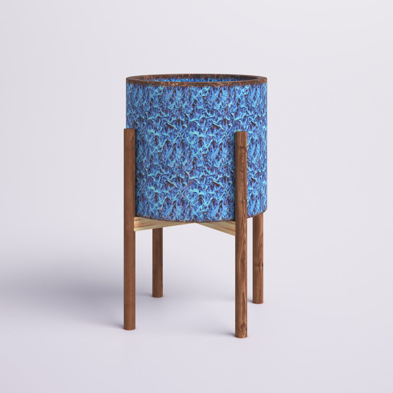 Pot à fleurs en céramique Tommy, Noyer